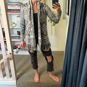 Southwest Print Woven Sweater Cardigan Shawl